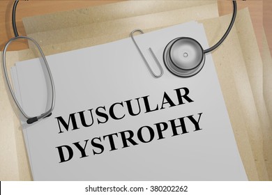 Render Illustration Of Muscular Dystrophy Title On Medical Documents