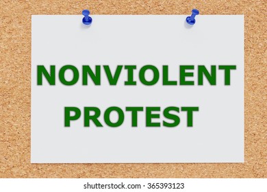 Render illustration of Nonviolent Protest script on cork board