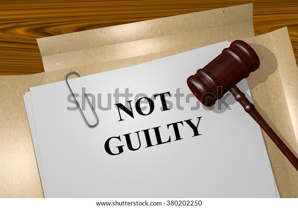Render illustration of Not Guilty title on\
Legal Documents
