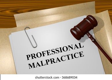 Render Illustration Of Professional Malpractice Title On Legal Documents