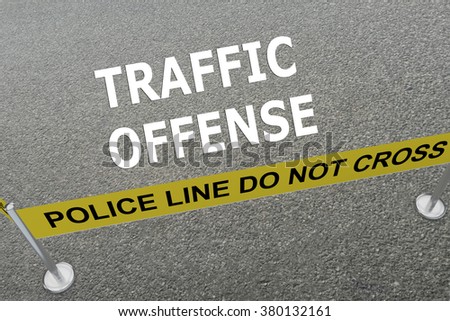 Render illustration of Traffic Offense title on the ground in a police arena