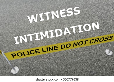 Render Illustration Of Witness Intimidation Title On The Ground In A Police Arena
