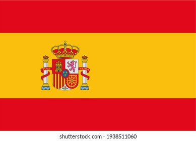 Render of the Kingdom of Spain flag. Perfect for printing on T-shirts, posters, wall murals, mugs, glasses, sun loungers, banners, roll-ups and any other printing materials. Image jpg, RGB.