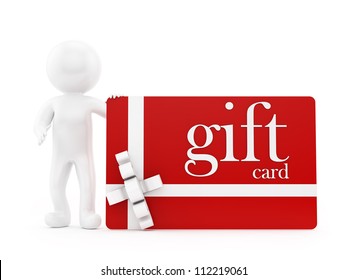 Render Of A Man With A Gift Card, Isolated On White