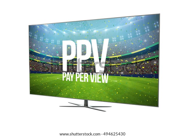 render of a modern television with smart tv\
showing pay per view. 3d\
rendering.