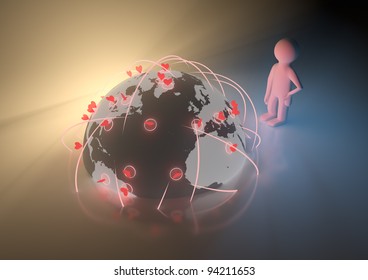 render of a network of heart symbols