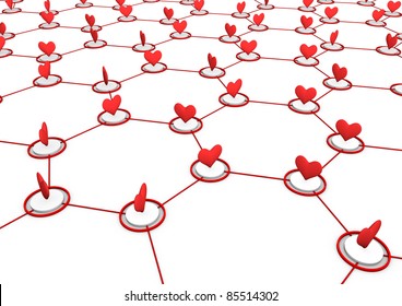 render of a network of hearts
