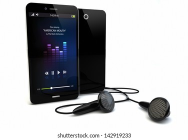 Render Of An Original Smartphone With A Music App On The Screen