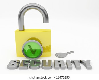 render of a padlock for security access