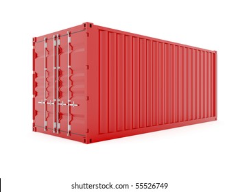 Render Of Red Cargo Container On White