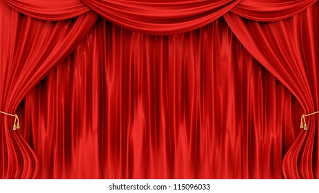 render of red curtains