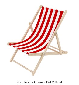 Render Of A Red Deck Chair, Isolated On White