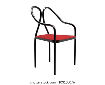 Render Of A Steel Tube Chair Isolated On A White Background