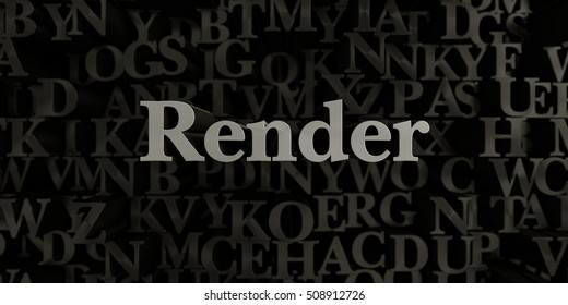 Render - Stock image of 3D rendered metallic typeset headline illustration.  Can be used for an online banner ad or a print postcard.
