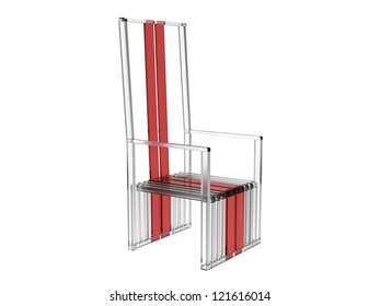 Render Of A Tall Modern Chair In Acrylic Isolated On A White Background