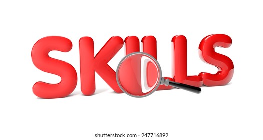 render of the text skills isolated on white background