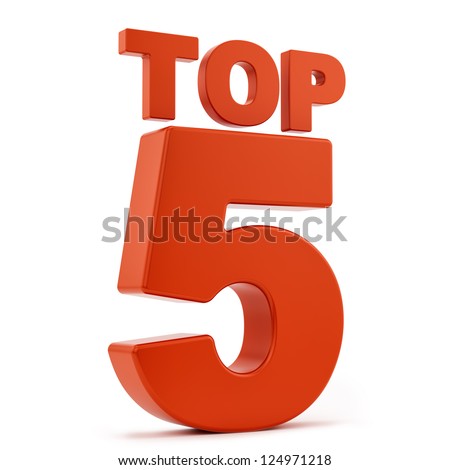 render of top 5, isolated on white