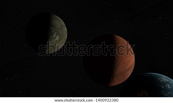 Render of\
two moons on possible earth-like\
exoplanet.