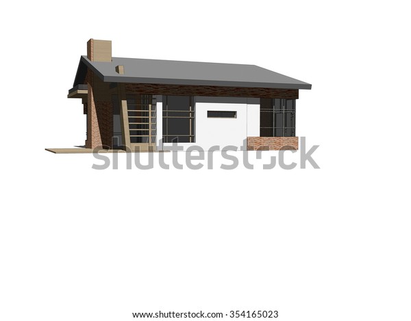 Render View Moden Red Brick House Stock Illustration 354165023