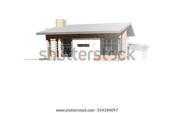 Render View Moden Red Brick House Stock Illustration 354184097