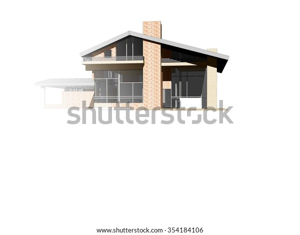 Render View Moden Red Brick House Stock Illustration 354184106