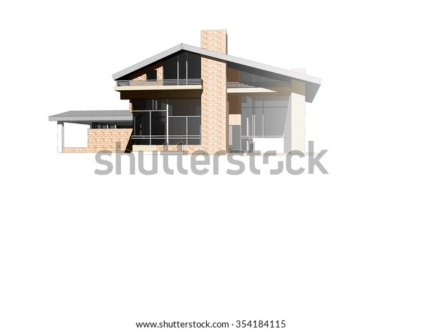 Render View Moden Red Brick House Buildings Landmarks Interiors