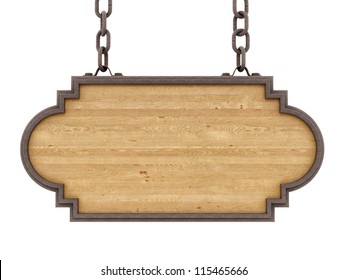 Render Of A Wood Sign, Isolated On White