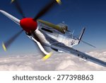 Render of a ww2 P-51D 3D model in flight - generic camouflage