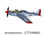 Render of a ww2 P-51D 3D model in flight - generic camouflage on white background