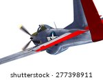 Render of a ww2 P-51D 3D model in flight - generic camouflage on white background