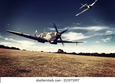 Render Of A Ww2 Supermarine Spitfire 3D Model In Flight