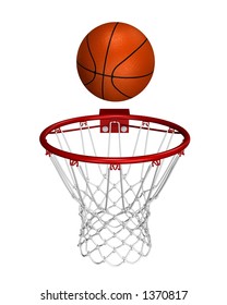 Rendered Basket Ball Over The Ring