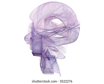 Rendered fractal abstract human head isolated over white