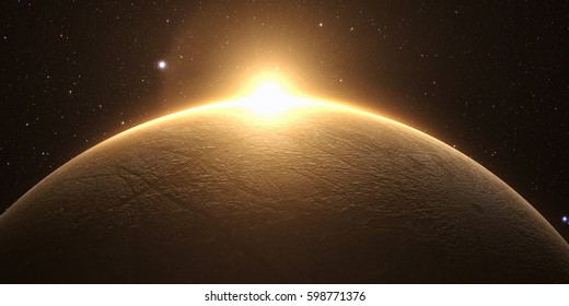 Imagen representada del Júpiter Moon Europa en un fondo estrellado. Representación 3D. Elementos de esta imagen de la NASA