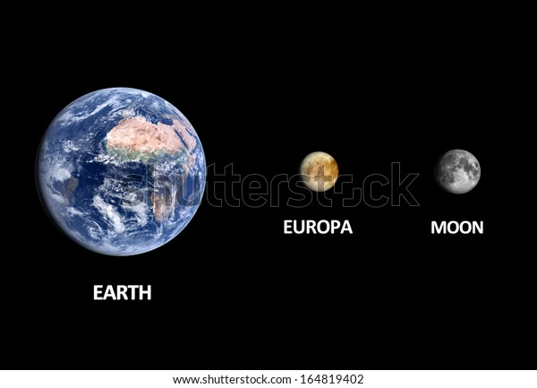 Rendered Size Comparison Jupiter Moon Europa Stock Illustration 164819402