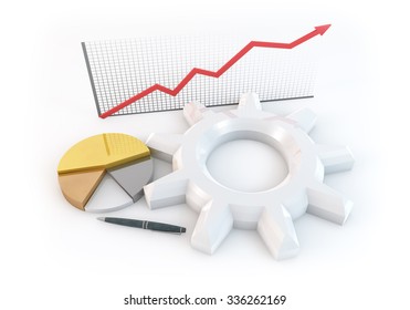 Rendering 3 Dimensions image on a white background, The idea about of Financial and Business.
