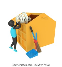 Rendering 3d Boy cleaning trash - Powered by Shutterstock