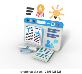 Rendering 3d of Learning platform online book
