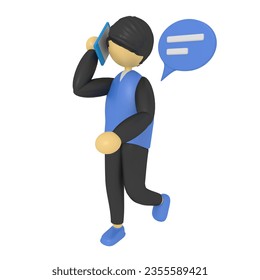 rendering 3d of man talking phone