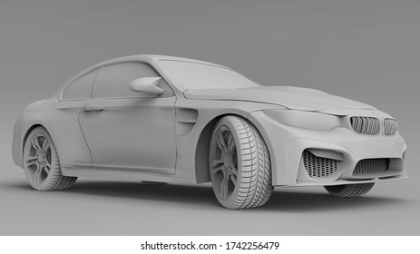 Rendering of a 3D model. Special car model in 3D.