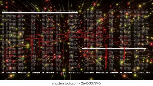 Rendering 3D neon grid pulsing in cyber network, with glowing nodes, light trails and data columns. Cybersecurity, data visualization, futuristic, technological, digital infrastructure, network
