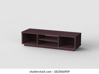 Rendering 3D Tv Stand, With A Brown Color