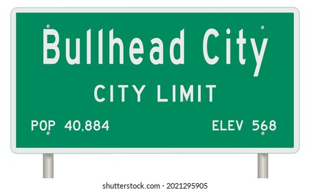 Rendering of a green Arizona highway sign with city information
