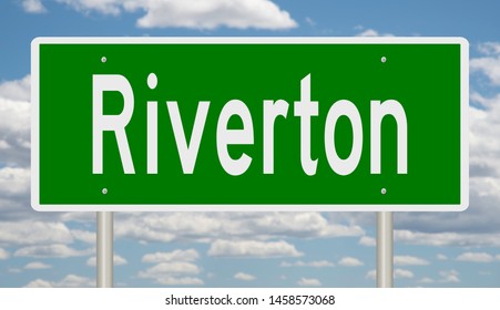 Rendering Of A Green Highway Sign For Riverton Wyoming