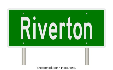 Rendering Of A Green Highway Sign For Riverton Wyoming