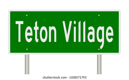 Rendering Of A Green Highway Sign For Teton Village Wyoming