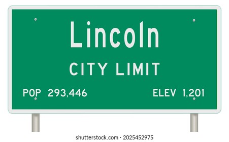 Rendering Of A Green Nebraska Highway Sign With City Information