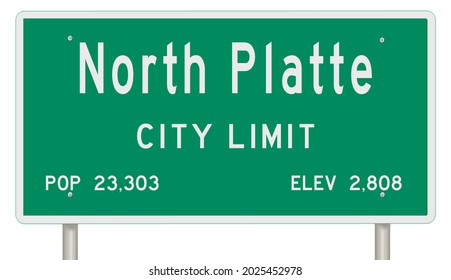 Rendering Of A Green Nebraska Highway Sign With City Information