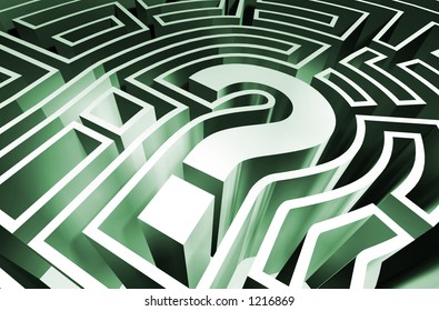 A rendering of a question mark maze