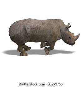 Rendering of a Rhinoceros with clipping path over white